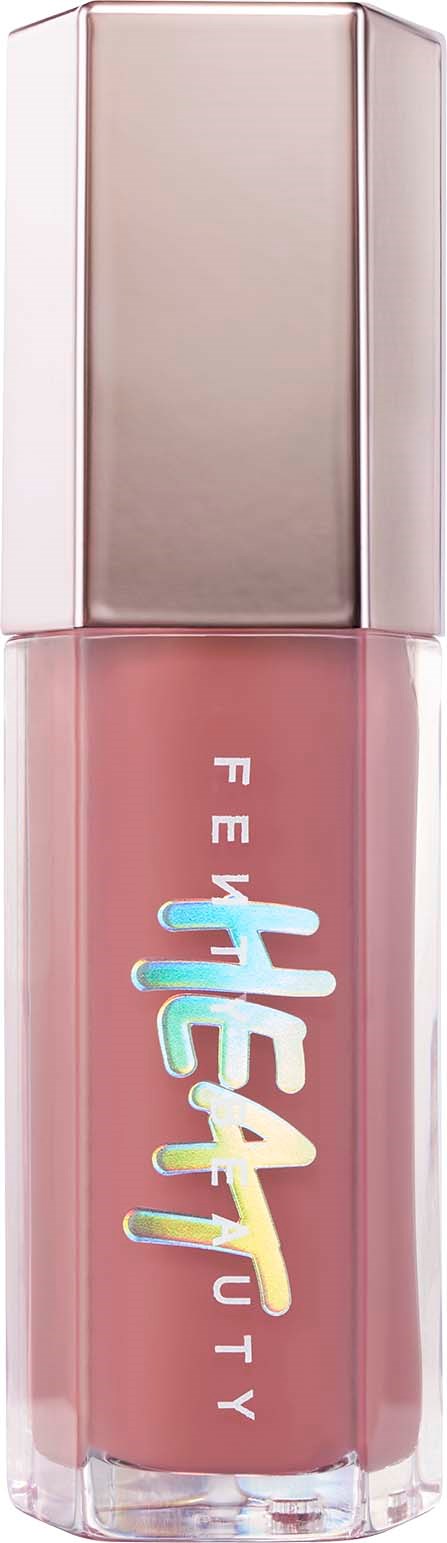 En läppstift med rosa lock och färgglad text som säger 'FEEL BEAUTY' på flaskan.