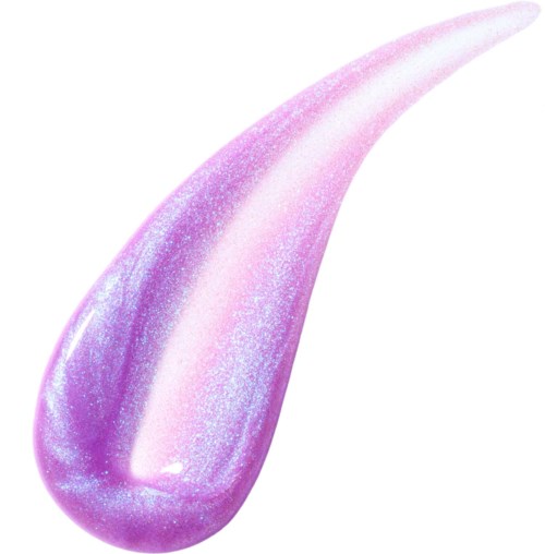 A shiny, purple and pink swirl with glitter, tapering to a point. It looks smooth and glossy.