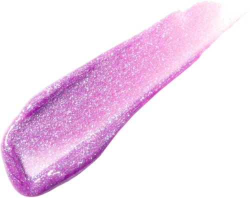 Pink glittery makeup swatch with a shiny, smooth surface.