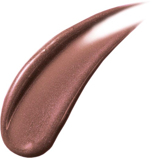 A swipe of shimmery, metallic bronze makeup with smooth, glossy finish and a pointed tip.