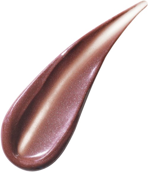 A shiny, elongated teardrop-shaped object with a metallic pink color and sparkles.