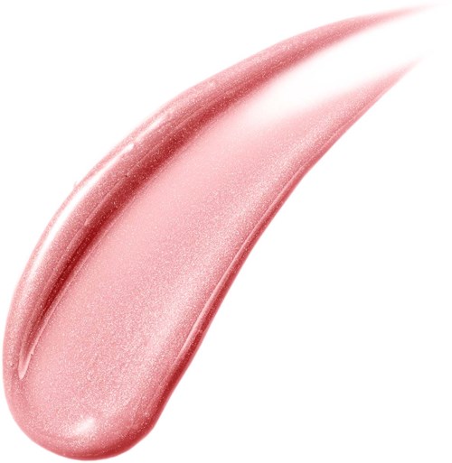 A shiny, pink, creamy streak with a pearly finish, tapered to a point.