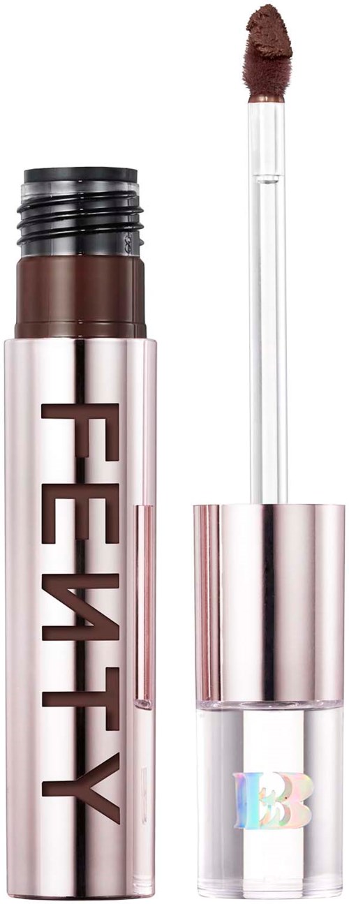 Lip gloss tube with a clear cap and applicator, labeled 'FENTY'.