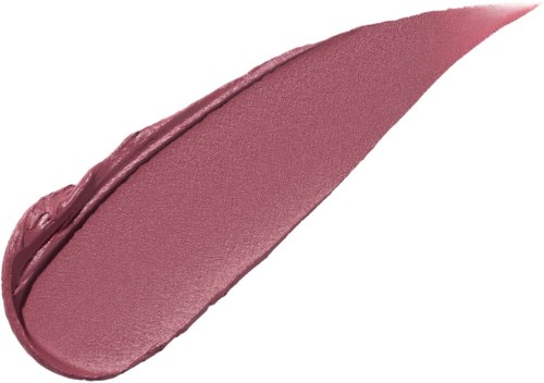 Pinkish lipstick smear on white surface, smooth texture, slight shine, curved shape.