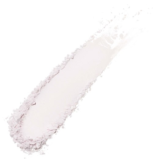 En sträng av vitt pulver eller krita på en vit bakgrund, smalnar av i ena änden och är tjockare i den andra.