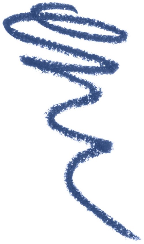 A blue chalk-like spiral line on a white background. It starts tight at the top and loosens down.