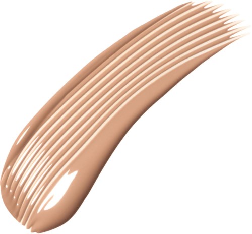 Ett streck av beige flytande foundation med en slät, krämig textur, böjd och jämnt spridd.