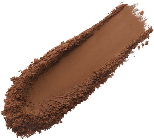 A smear of brown powder, likely makeup or cocoa, with rough edges on white background.