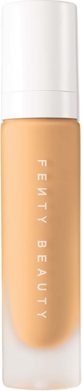Fenty Beauty-meikkivoidepullo, jossa on valkoinen kansi ja beige neste.