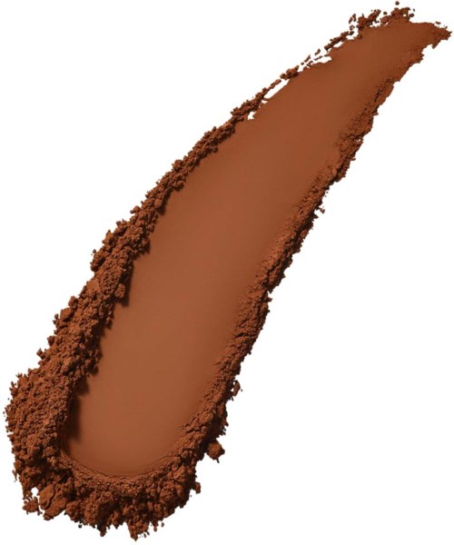 A smear of brown powder with rough edges on white background, resembling cocoa or powder makeup.