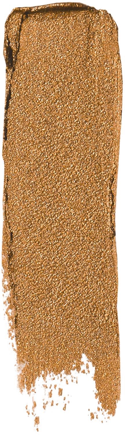 A long, rectangular streak of bronze or metallic eyeshadow with a rough texture and uneven edges.