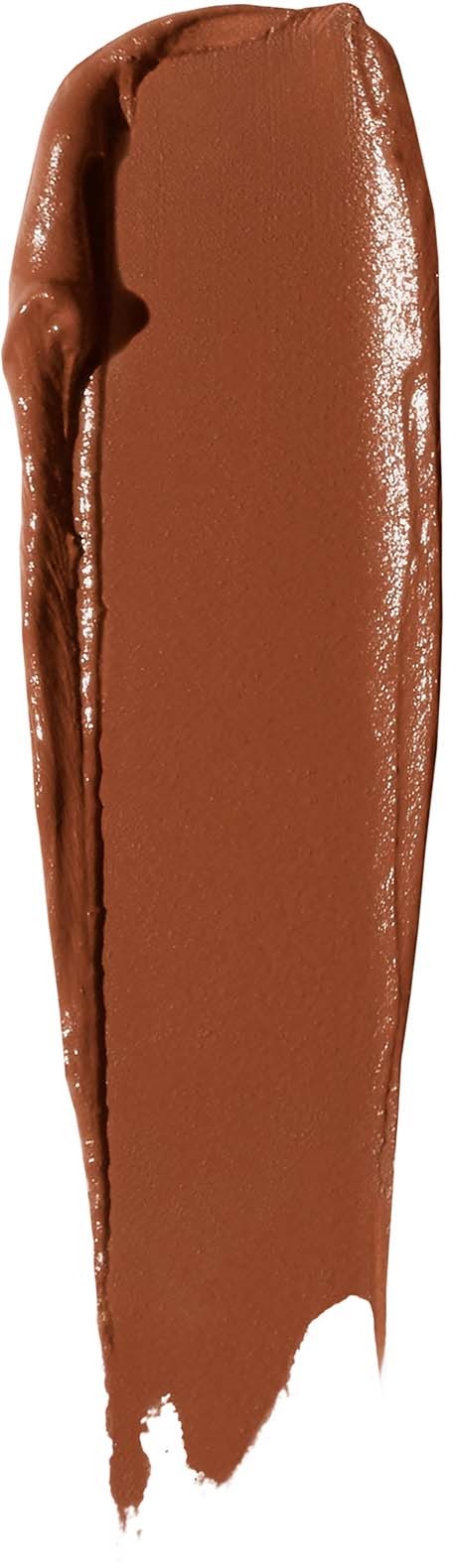 A smudge of brown, creamy chocolate spread with a smooth surface and a slight shine.