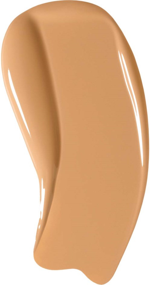 En beige smet av flytande foundation med slät, glänsande yta och mjuka kurvor.