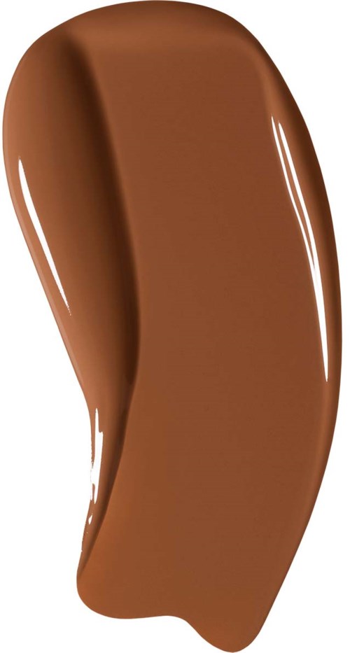 En slät, kurvig, brun substans med glänsande yta som liknar smält choklad eller kola.