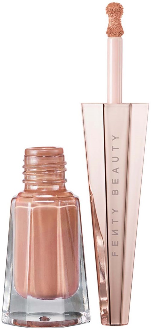 Lip gloss and nail polish in a pinkish shade, displayed with the applicator and bottle. The brand is Fenty Beauty.