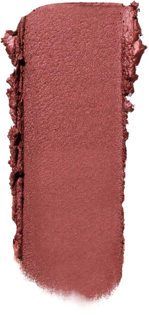 En smulad rosa läppglansprov, visar matt och glänsande texturer.