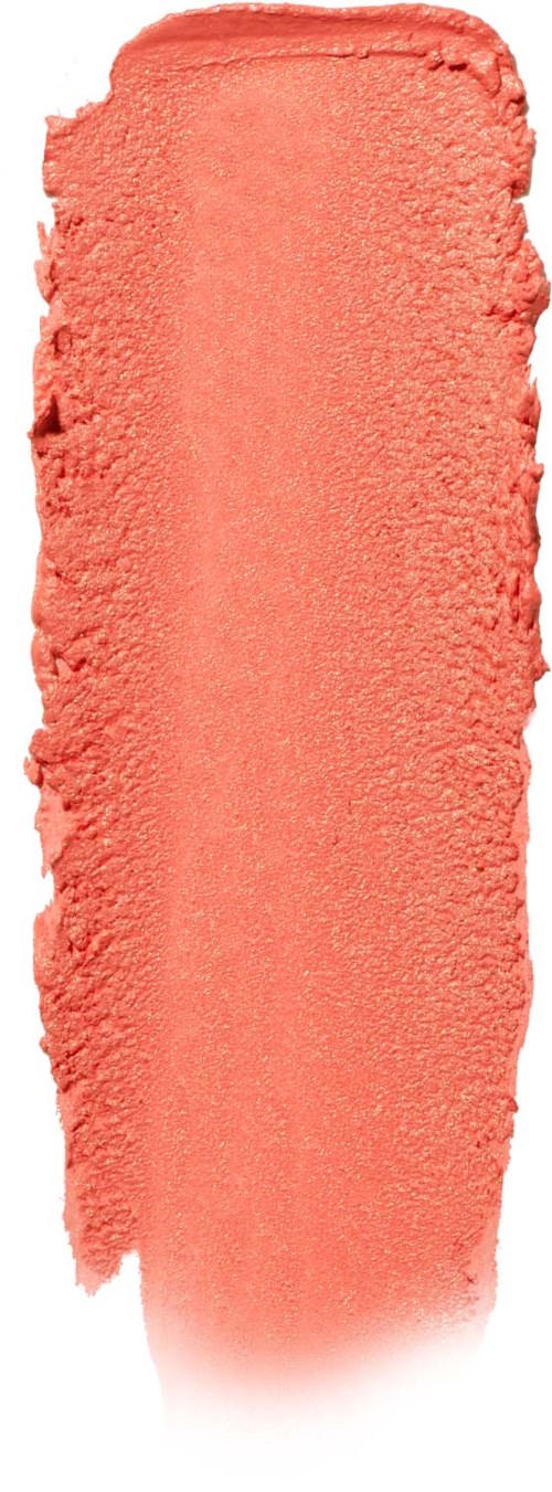 En mjuk korall- eller rosa-orange läppstiftsriktning på vit bakgrund.