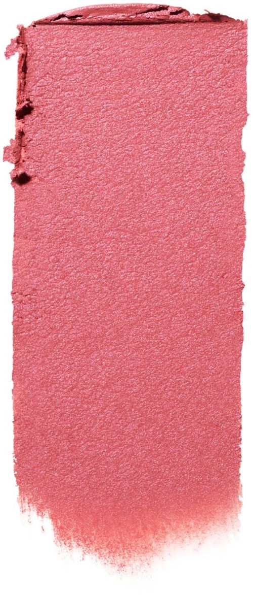 Ett rosa, strukturerat sminkrouge eller ögonskugga med ojämna kanter och ett litet hål på sidan.