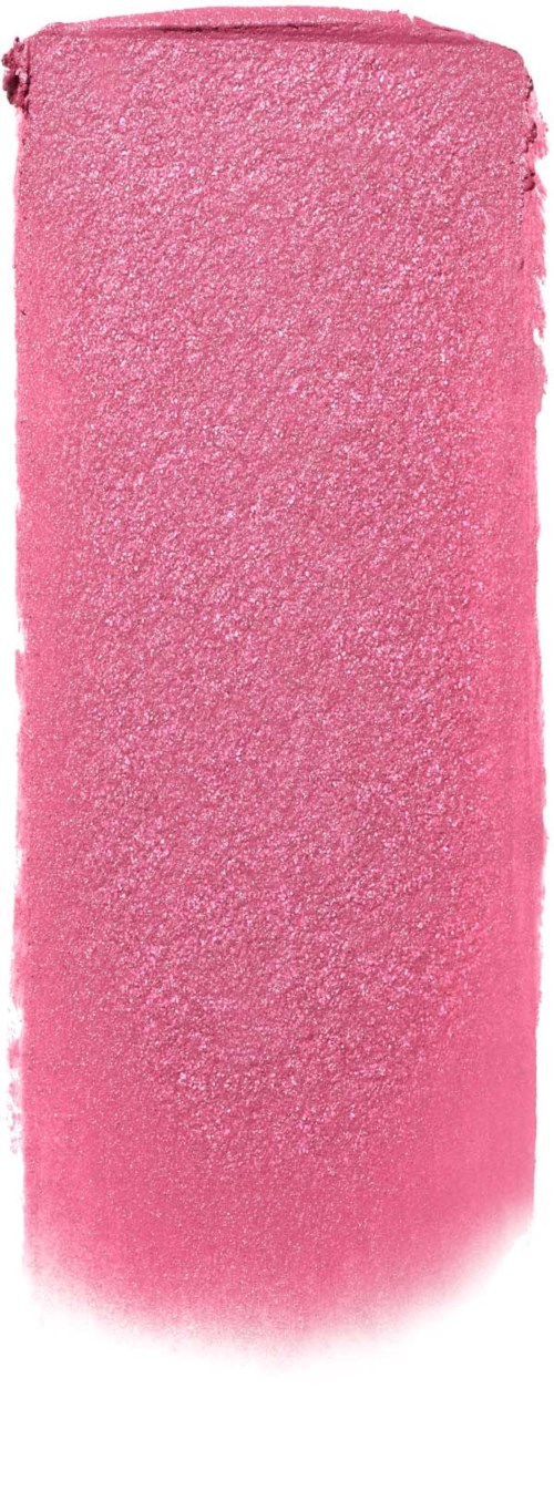 Ett rosa kritstift med en grov, dammig yta och en något mörkare toppkant.