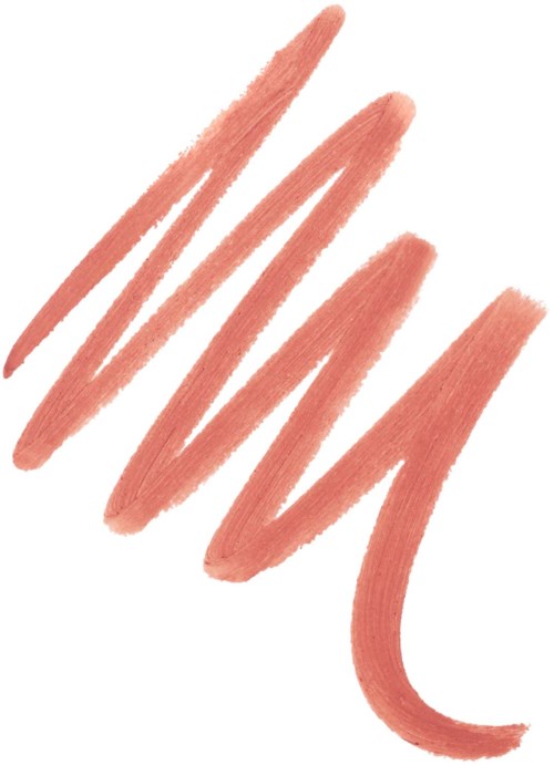 A series of orange-pink strokes drawn with a brush or marker on a white background.