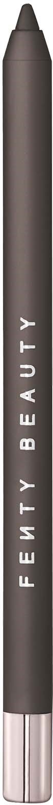 A black and gray Fenty Beauty makeup pencil with silver accents and the brand name on it.