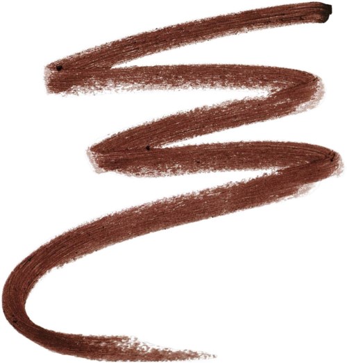 A brown, spiral-shaped brush stroke on a white background.