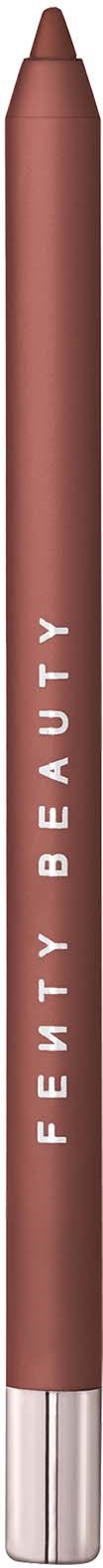 A Fenty Beauty lip liner in a brown shade with a silver cap and the brand name written vertically.