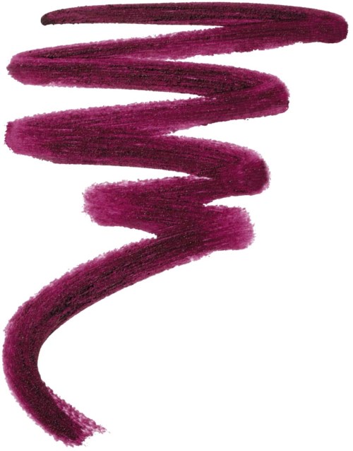 A dark purple lipstick swatch in a twisting, spiral shape on a white background.