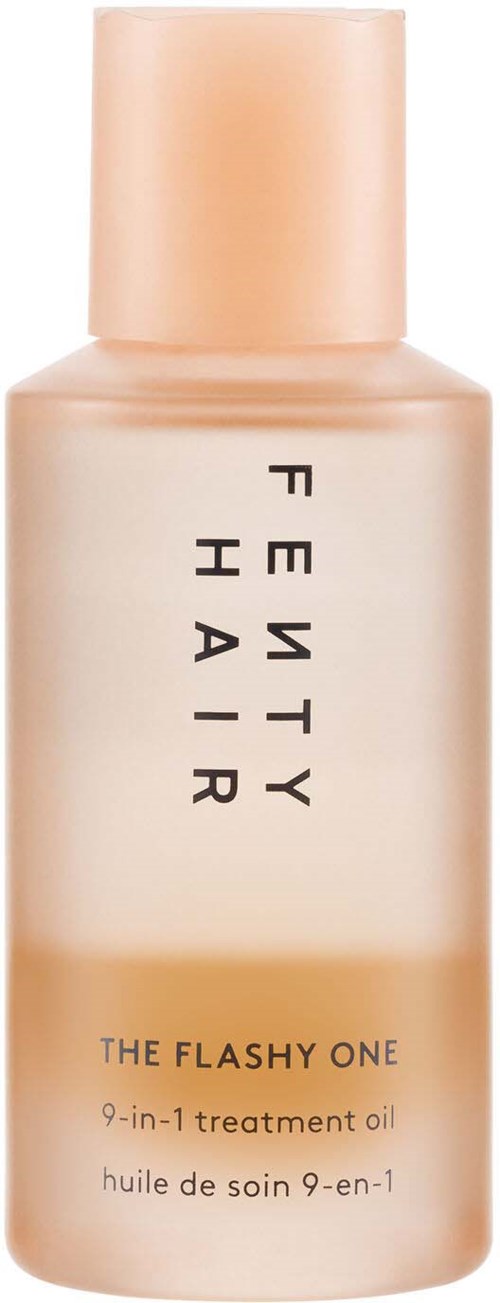 Pullo, jossa on Fenty Hair The Flashy One 9-in-1 hoitoöljy hiustenhoitoon.