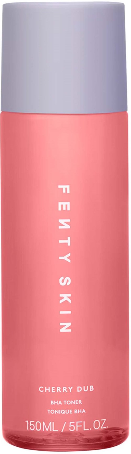 A pink bottle labeled 'Fenty Skin Cherry Dub' with a silver cap, indicating a skincare toner.