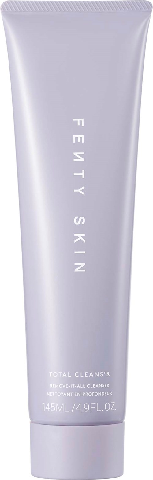 A tube of Fenty Skin Total Cleanser, a skincare product, with a minimalist silver and white design.