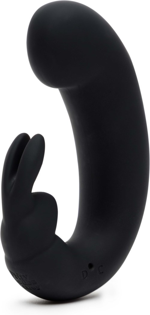 Ein schwarzes, gebogenes Gerät mit einem kleineren, fingerähnlichen Teil, für den persönlichen Gebrauch.