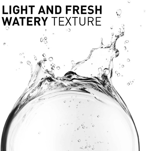 Water splashes with a watery texture, illustrating freshness and lightness, on a white background.