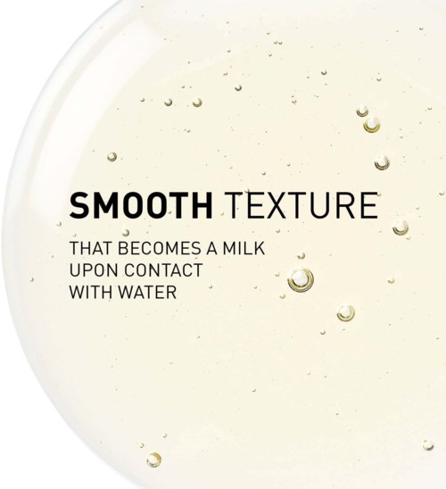 A product description highlighting smooth texture that turns into milk when water touches it.