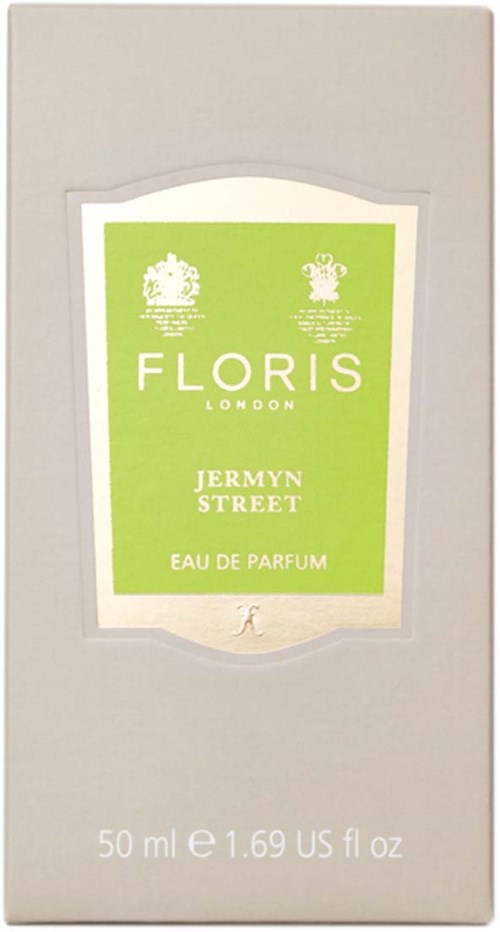 Ein Parfümbox mit dem Namen Floris London für Jermyn Street Eau de Parfum, 50 ml, mit grün-weißen Etikettendesign.