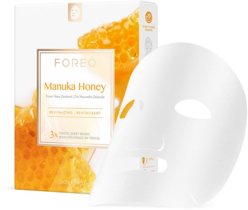 Gezichtsbehandeling met honing en bijenwas, inclusief masker en verpakking.