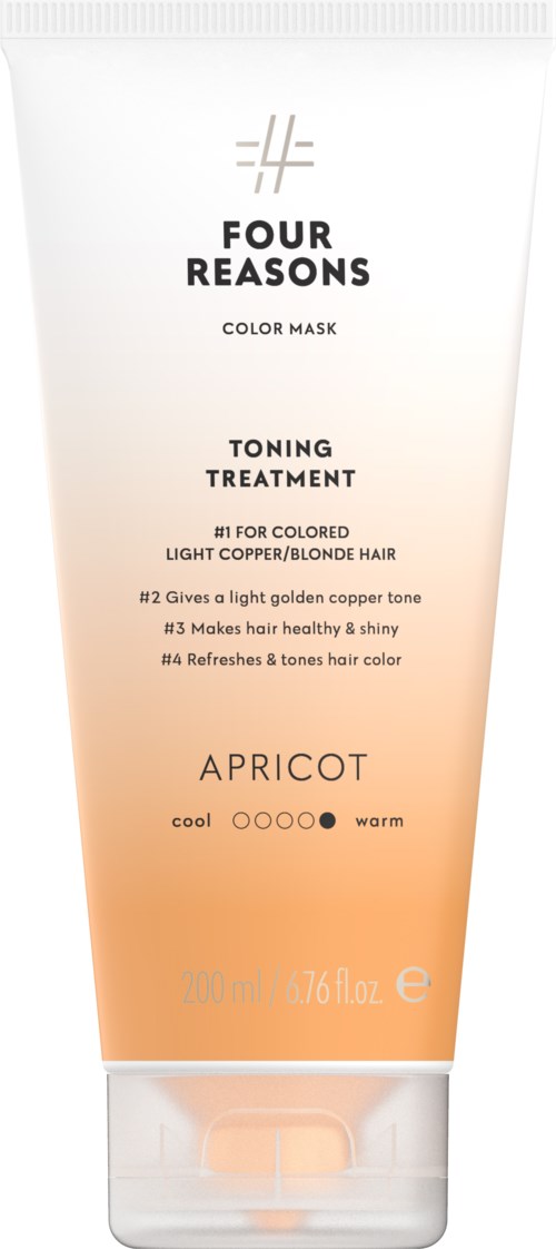Tube of hair toning treatment for blond hair, peach color, 20 ml, cool to warm tone indicator.