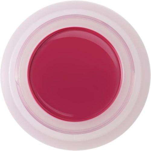 A round container with red liquid inside, viewed from above.