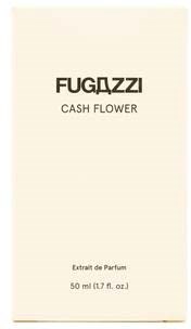 Eine Parfümverpackung mit der Aufschrift "FUGAZZI CASH FLOWER" und der Beschreibung "Extrait de Parfum," 50 ml.