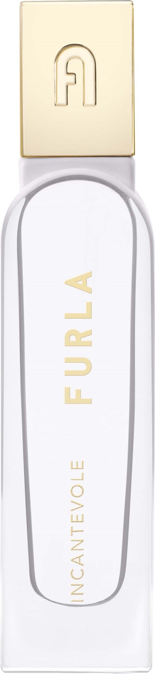 En vit och guld makeup-rensare med märket FURLA och INCANTEVOL på.