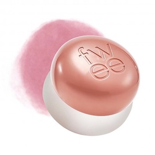 Een ronde zeep met het Facebook-logo erop, op een roze top en een witte zeepbasis.