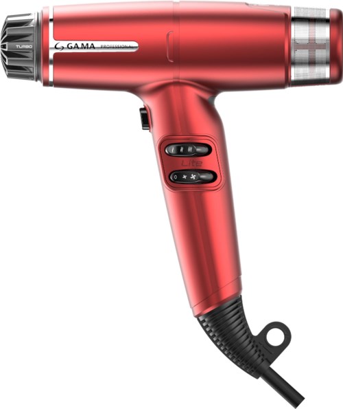 Roter Fön mit Knöpfen und Kabel.