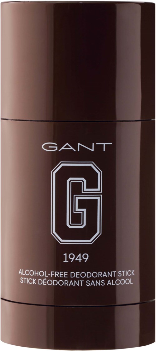 Ein brauner Deostickbehälter mit GANT-Logo und Jahr 1949.