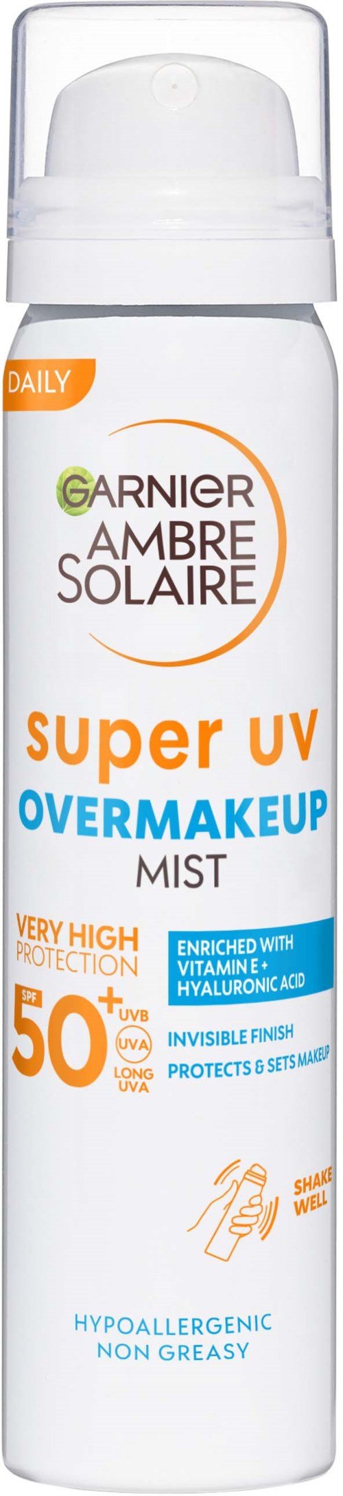 It is a sun protection spray with SPF 50, designed for very high UV protection and waterproof. It is non-greasy.