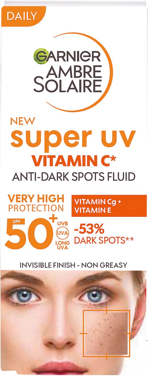 Zonnebrandcrème tegen donkere vlekken, SPF 50, bevat vitamine C, E, Cg en F, met een onzichtbare, niet-vette finish.
