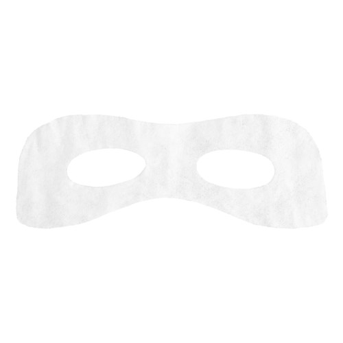 En vit ansiktsmask av papper eller tyg, med två hål för ögonen, formad som en mask.