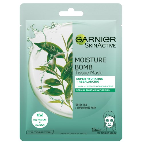 Groene thee en hyaluronzuur gezichtsmasker voor hydratatie, herverdeling, geschikt voor normale tot gecombineerde huid.