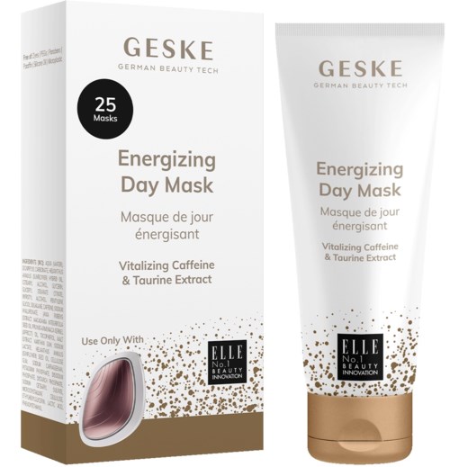 Eine Box und eine Tube von GESKE Energizing Day Mask mit Koffein und Taurin, für Hautpflege, aus German Beauty Tech.