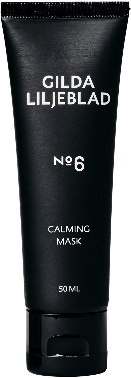 Zwarte tube met witte tekst: Gilda Liljeblad No 6 Calming Mask, 50 ml.