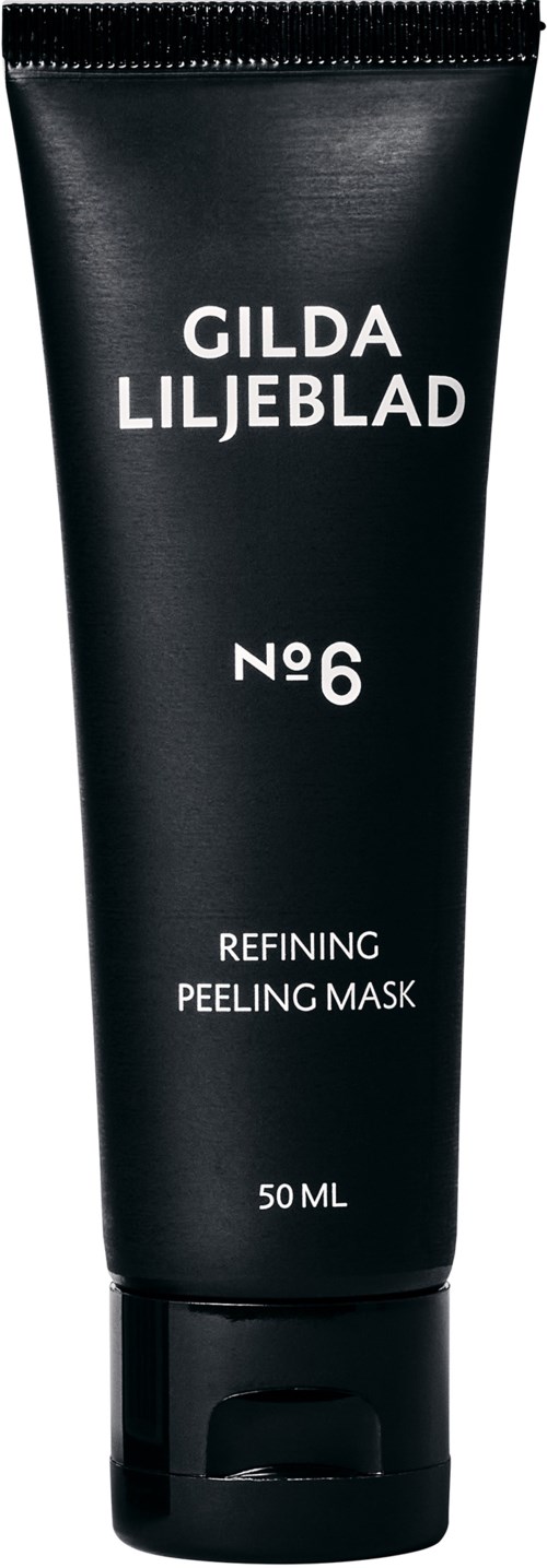 Een zwarte tube Gilda Liljeblad verzorgende peel-off masker, gemarkeerd nr. 6, 50 ml.
